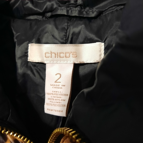 Chicos Vest Womens Brown Leopard Print Puffer Full Zip Snap Pockets Sz 2 - Picture 3 of 7